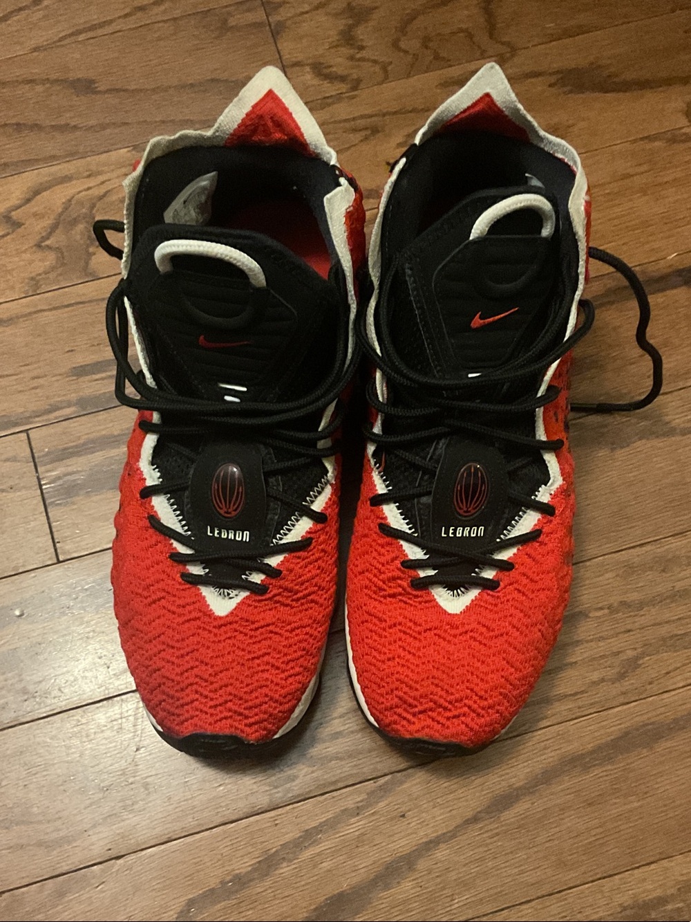 Nike Red and Black LeBron High-Top Basketball Sneakers